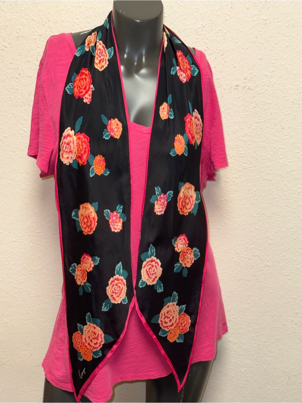 Kenzo Floral Scarf silk in Black